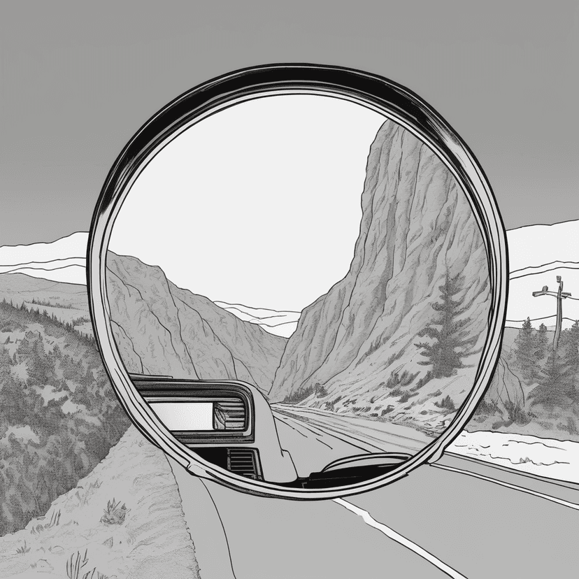 Valley Road bend, driver saw the sign in the mirror before turning.